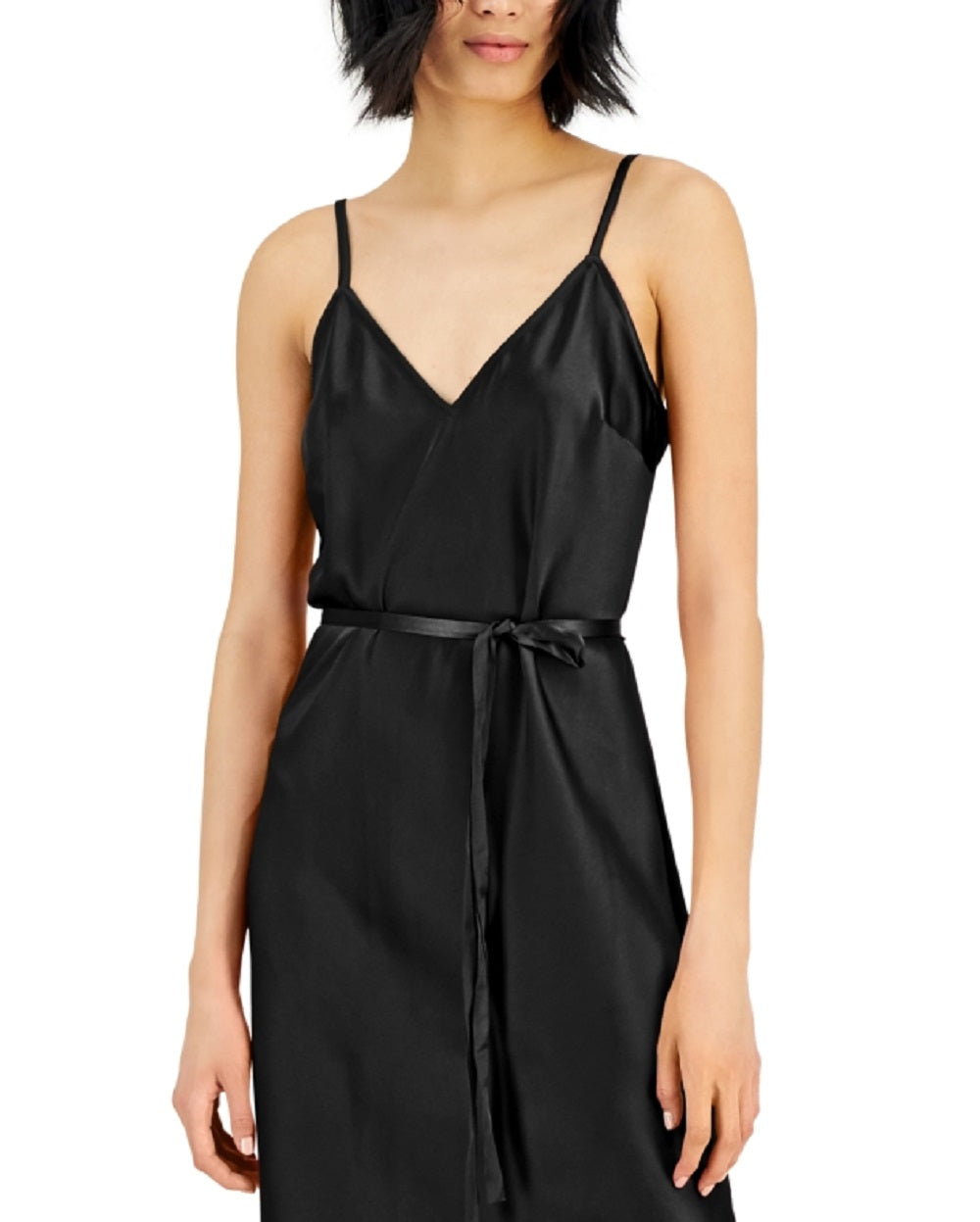 INC International Concepts Women's Side Slit Slip Dress Black Size X-Large