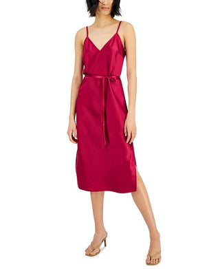 INC International Concepts Women's Side Slit Slip Dress Red Size Medium