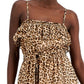 INC International Concepts Women's Cheetah Print Spaghetti Strap Mini Dress Brown Size Medium