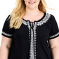 Style & Co Women's Tie Neck Top Black Size 3X
