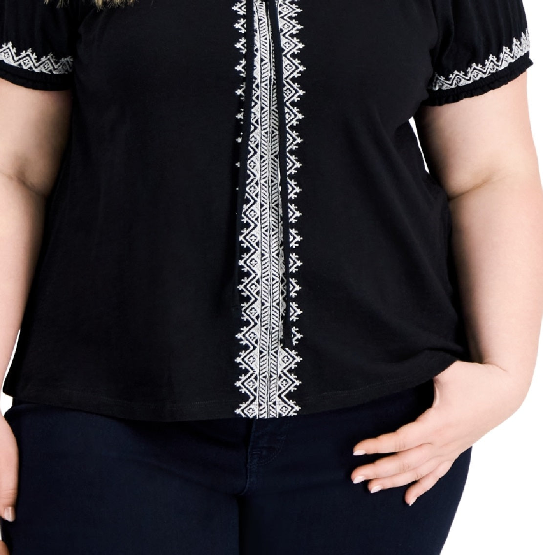 Style & Co Women's Tie Neck Top Black Size 3X