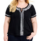 Style & Co Women's Tie Neck Top Black Size 3X