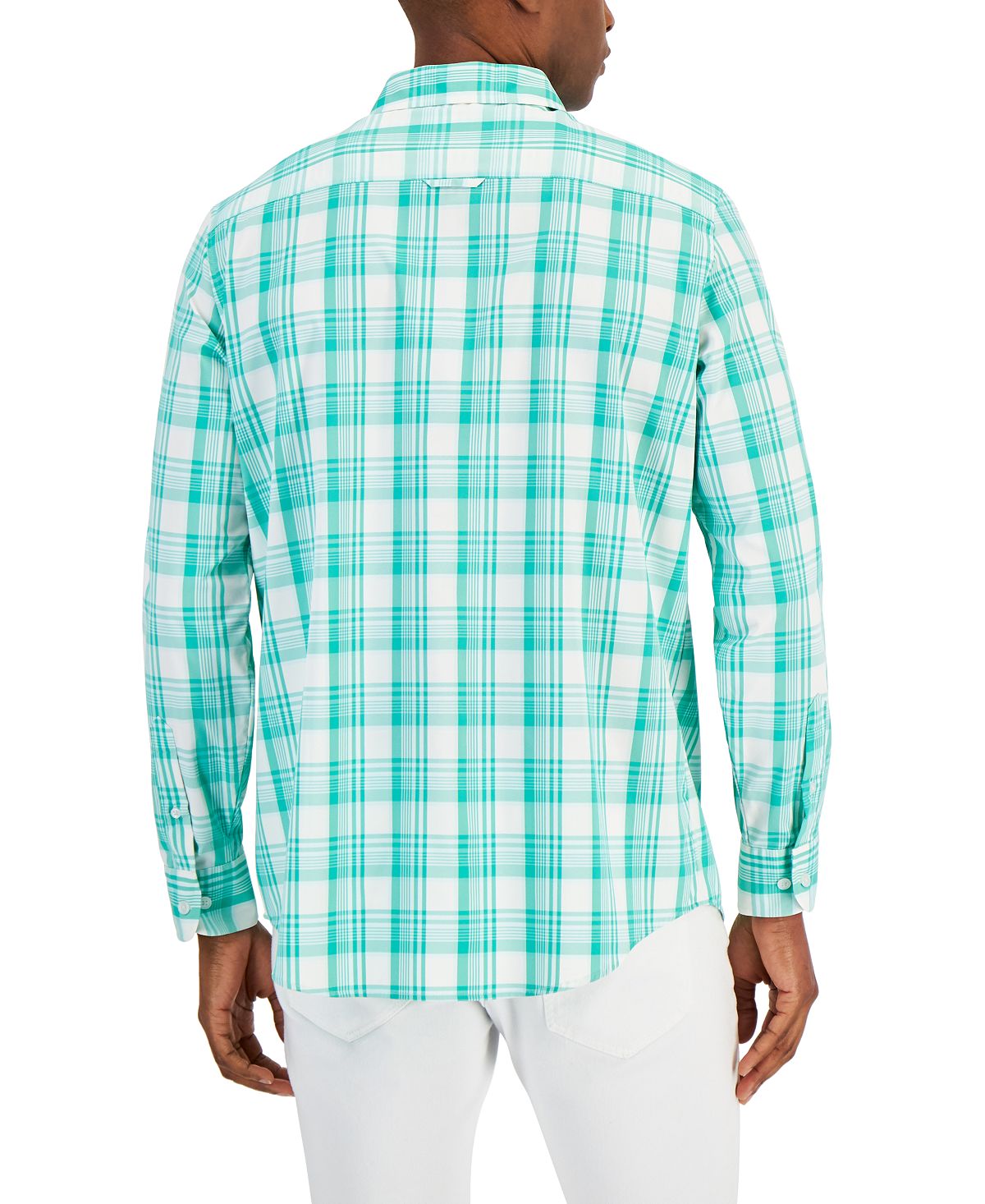Club Room Men's Regular Fit Plaid Shirt Green Size Large