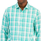 Club Room Men's Regular Fit Plaid Shirt Green Size Large