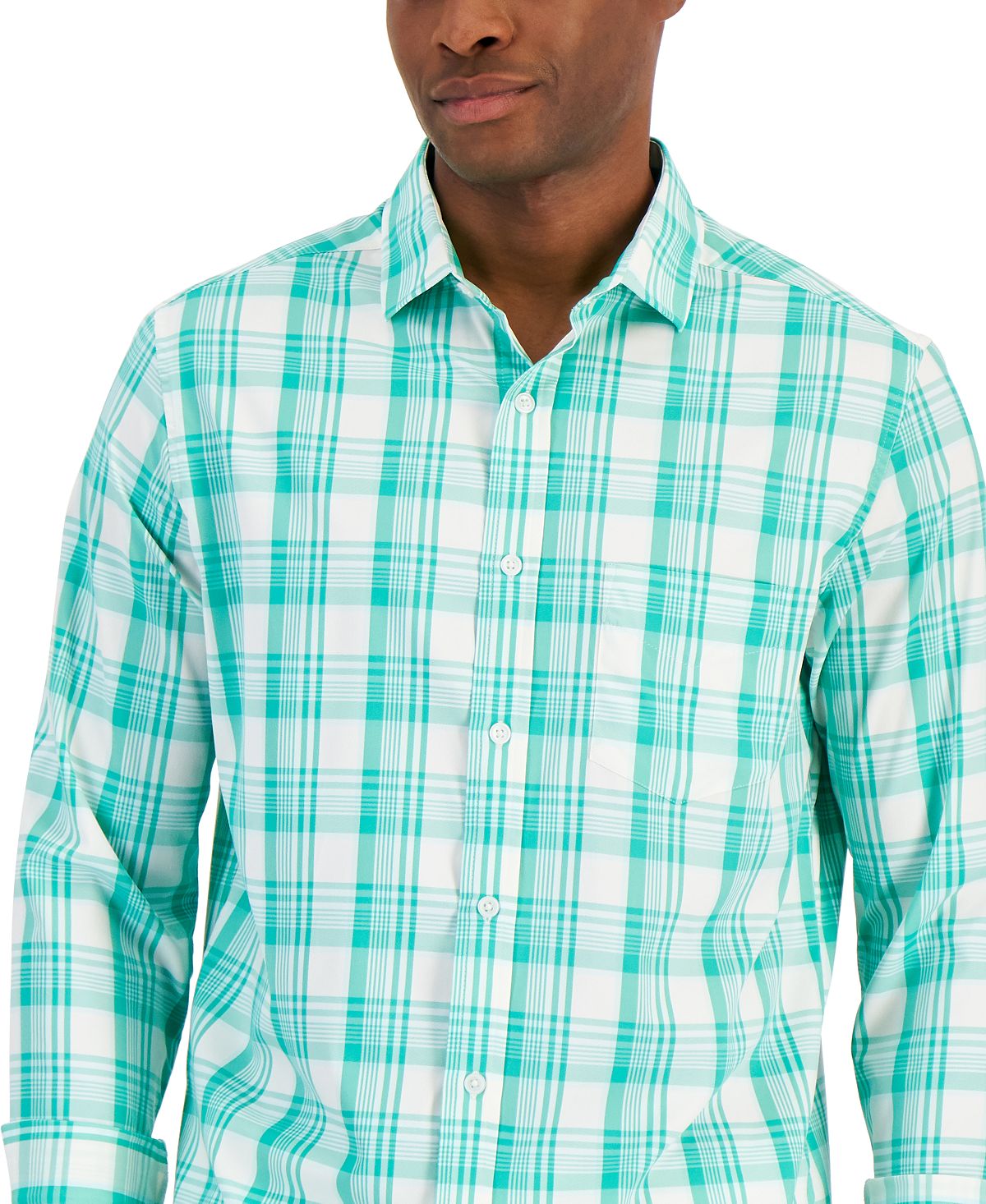 Club Room Men's Regular Fit Plaid Shirt Green Size X-Large