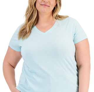 Style & Co Women's Solid Burnout T-Shirt Blue Size 3X