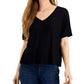 Style & Co Women's Drapey V-Neck T-Shirt Size S