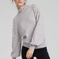 Charter Club Women's Cashmere Pearl Mock Neck Sweater Gray Size Medium