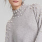 Charter Club Women's Cashmere Pearl Mock Neck Sweater Gray Size Medium