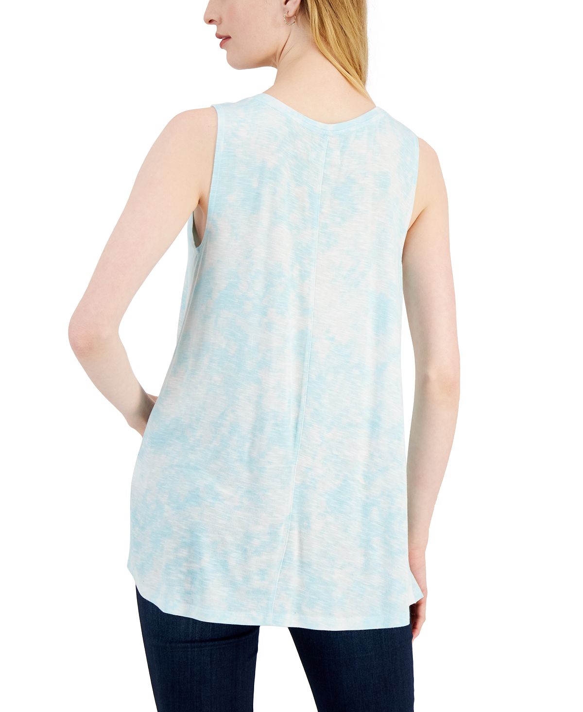 Style & Co Women's Tie Dyed Swing Tank Top Blue Size X-Large