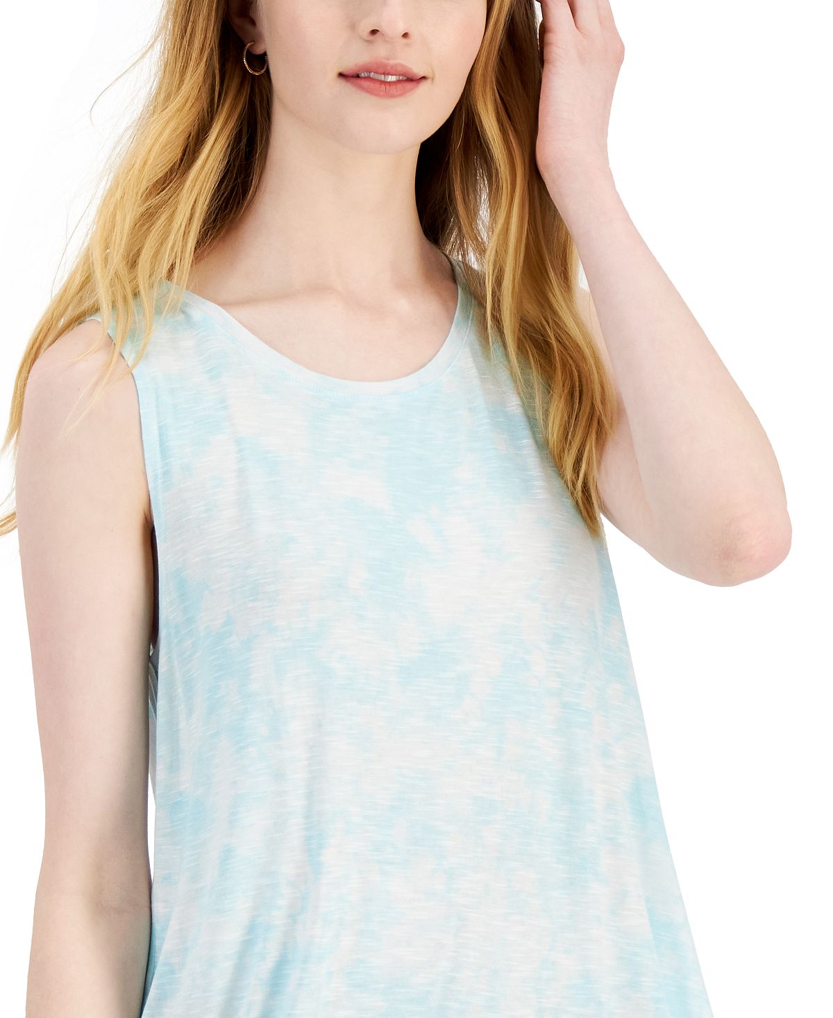 Style & Co Women's Tie Dyed Swing Tank Top Blue Size X-Large