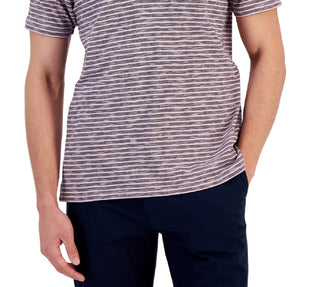 Club Room Men's Marled Stripe Polo Pink Size Small