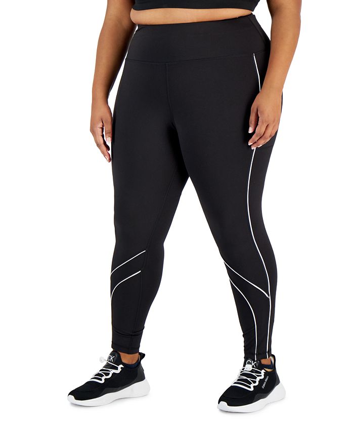 ID Ideology Women's Colorblocked Compression 7/8 Leggings Black Size 1X