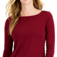 Charter Club Women's Pima Cotton Button Shoulder Top Red Size Petite X-Large