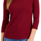 Charter Club Women's Pima Cotton Button Shoulder Top Red Size Petite X-Large