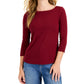 Charter Club Women's Pima Cotton Button Shoulder Top Red Size Petite X-Large