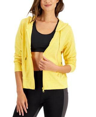 ID Ideology Women's Retro Recycled Full Zip Jacket Yellow