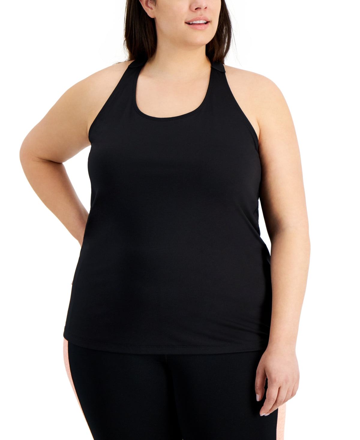 ID Ideology Women's Rainbow T Back Tank Top Black Size 1X