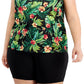 ID Ideology Women's Tropical Print Textured Tank Top Black Size 3X