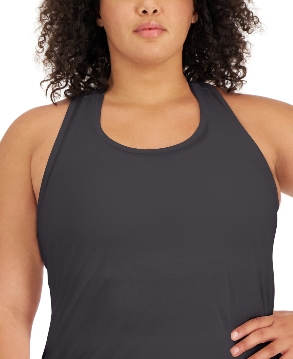 ID Ideology Women's Textured Tank Top Charcoal Size 2X