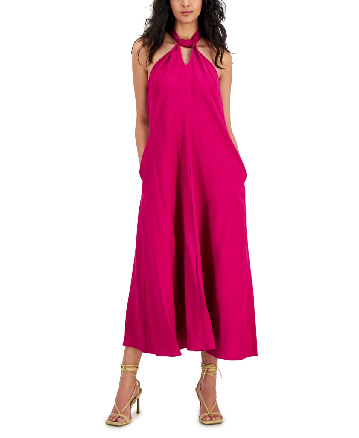 INC International Concepts Women's Halter Neck Maxi Dress Purple Size Petite Small