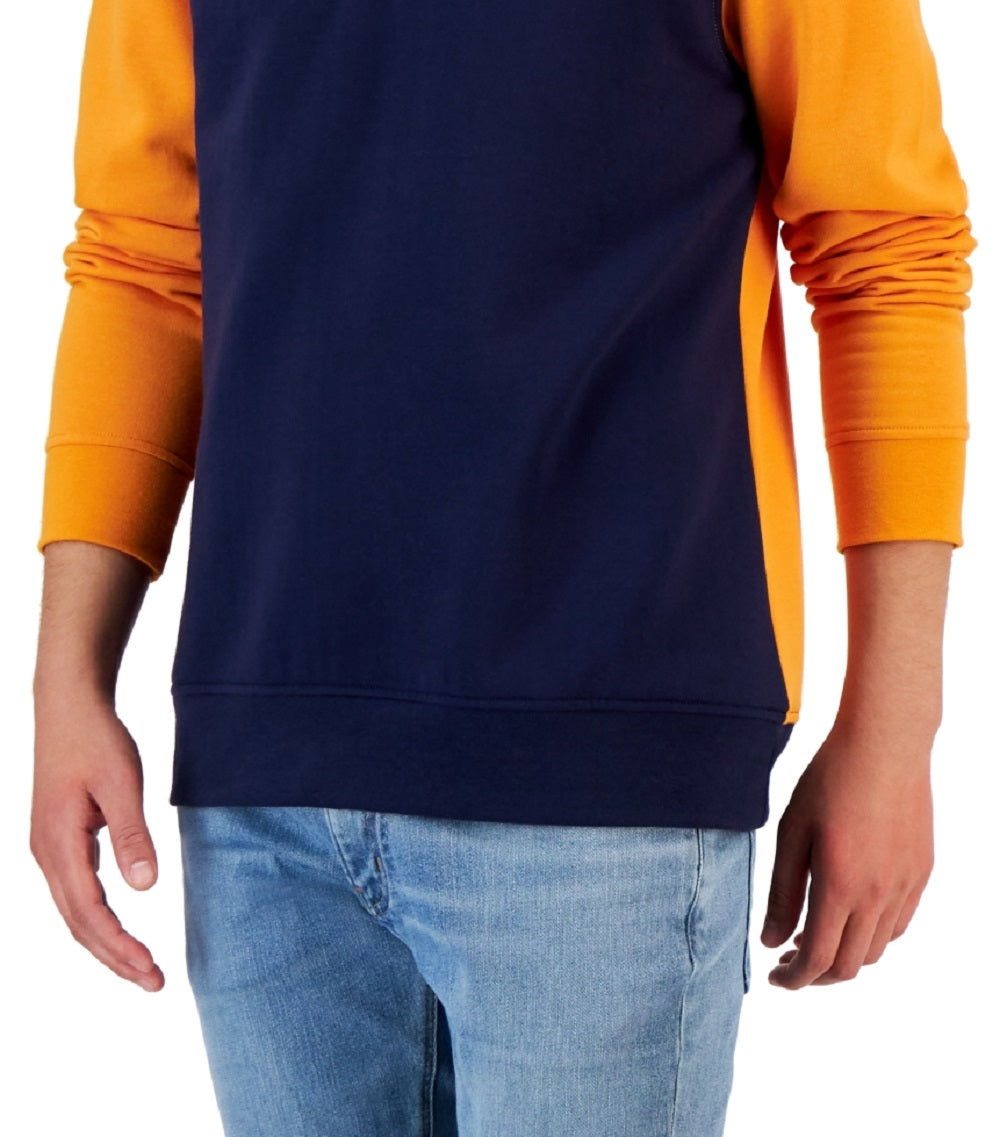 Club Room Men's Colorblocked Quarter Zip Fleece Sweater Orange Size Large