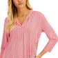 Charter Club Women's V Neck 3/4 Sleeve Top Red Size Petite X-Small