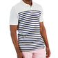 Club Room Men's Slim Reverse Terry Stripe Print Polo T-Shirt White Size Medium