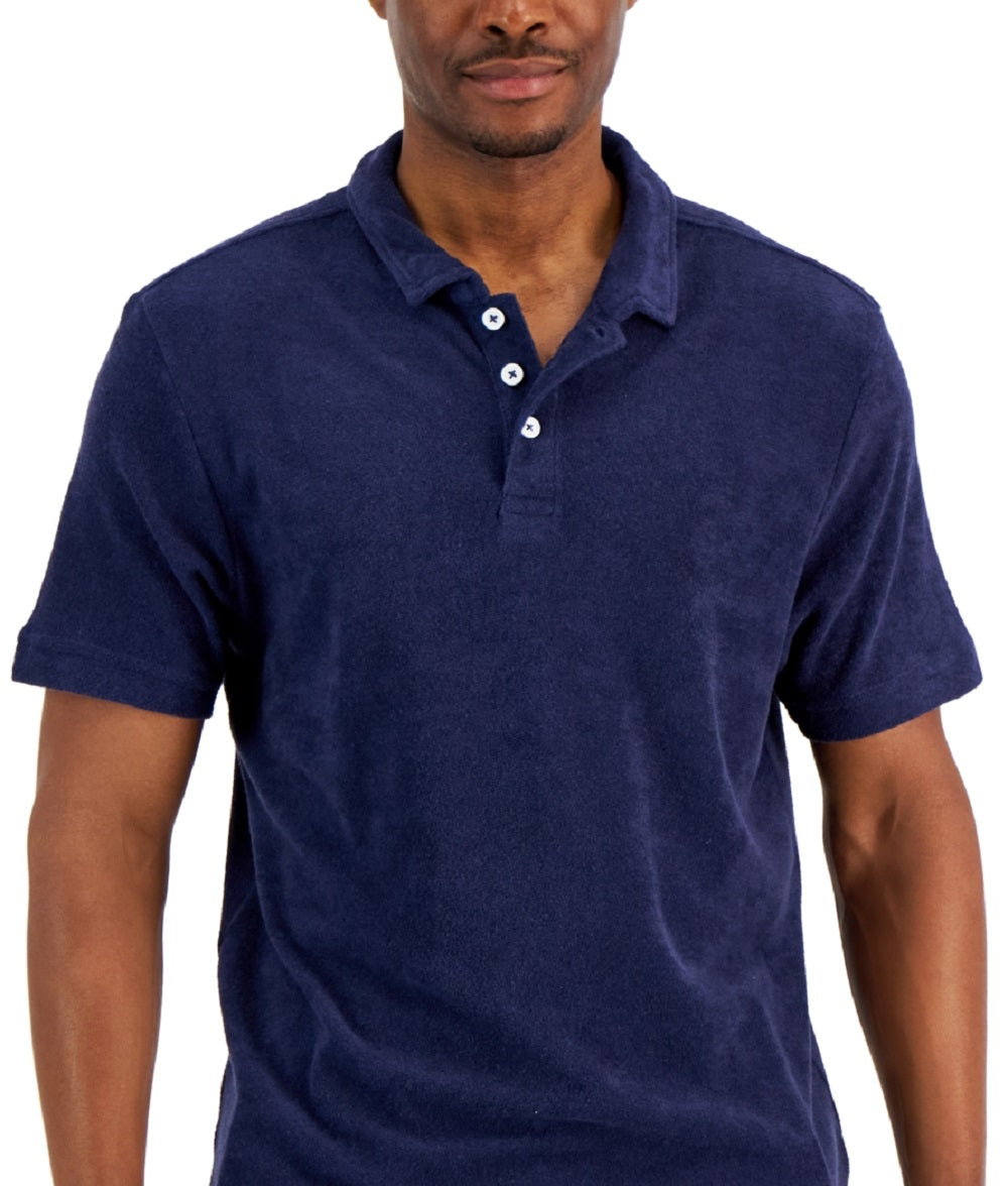 Club Room Men's Reverse Terry Polo Blue Size Small