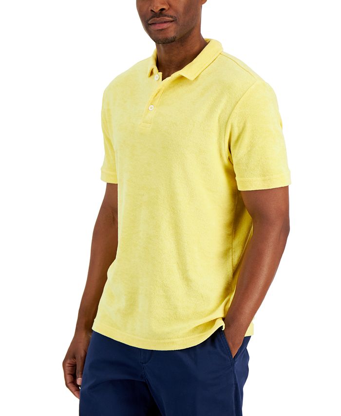 Club Room Men's Reverse Terry Polo Shirt Yellow Size X-Large