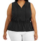 Alfani Women's Smocked Waist Top Black Size 0X