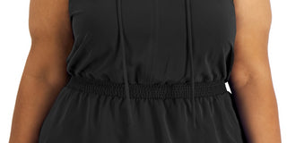 Alfani Women's Smocked Waist Top Black Size 0X