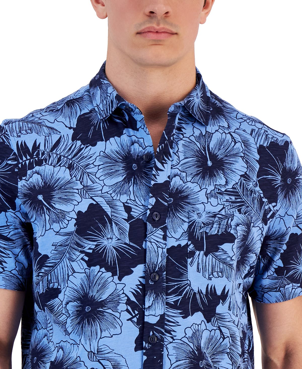 Club Room Men's Regular Fit Floral PrinT-Shirt Blue Size X-Large