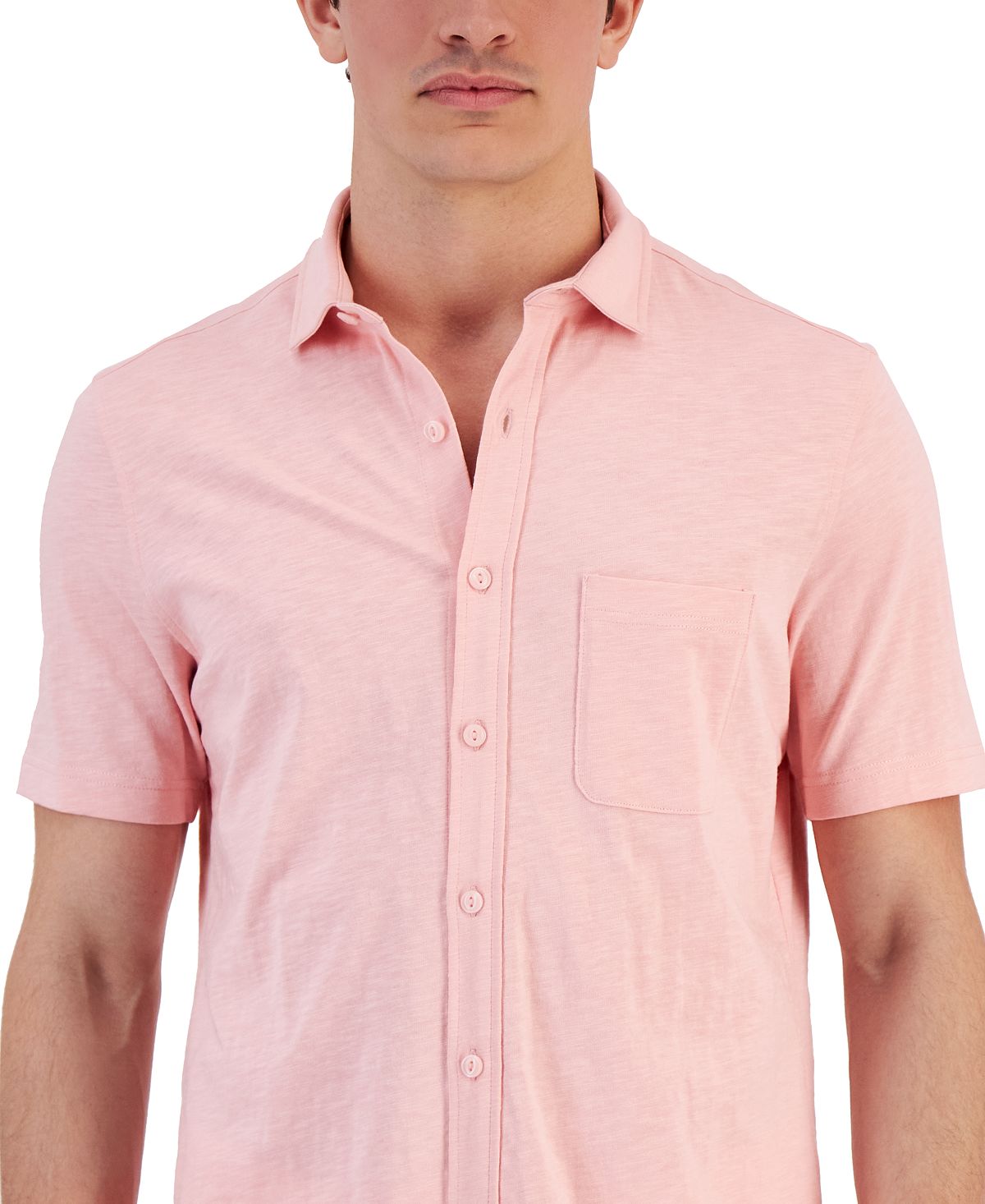 Club Room Men's Regular Fit Textured Knit Shirt Pink Size X-Large