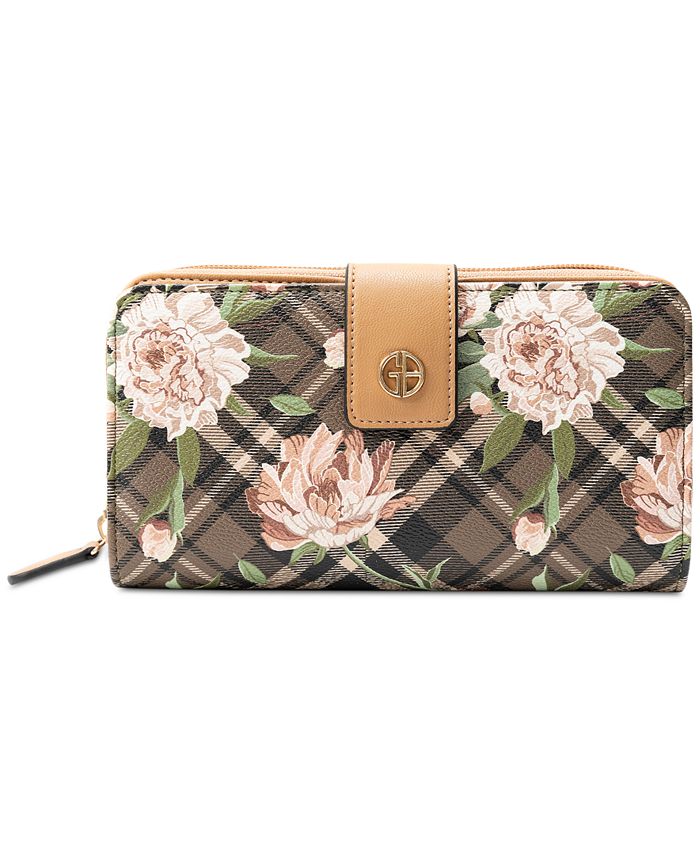 Giani Bernini Women's Holiday Plaid Floral All In One Wallet Green Size Regular