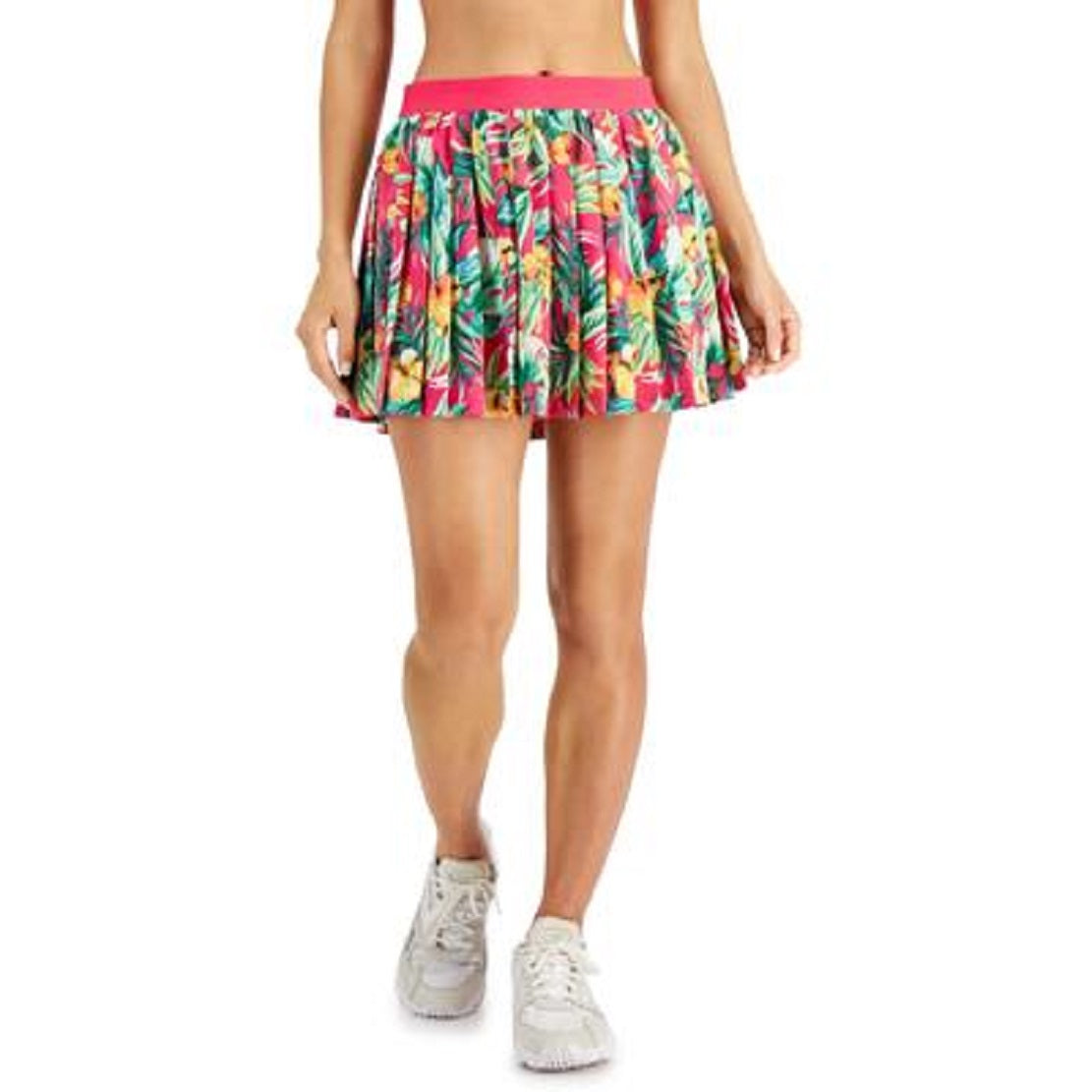 ID Ideology Women's Tropical Printed Pleated Skort Pink Size Medium