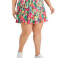 ID Ideology Women's Tropical Print Pleated Skort Pink Size 2X