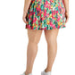 ID Ideology Women's Tropical Print Pleated Skort Pink Size 2X