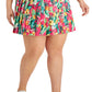 ID Ideology Women's Tropical Print Pleated Skort Pink Size 3X