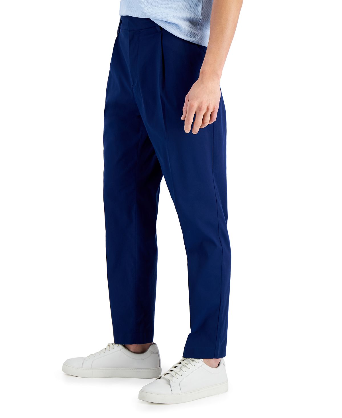 Alfani Men's Regular Fit Stretch Pleated Pants Blue