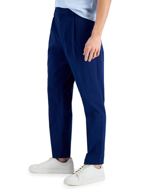 Alfani Men's Regular Fit Stretch Pleated Pants Blue