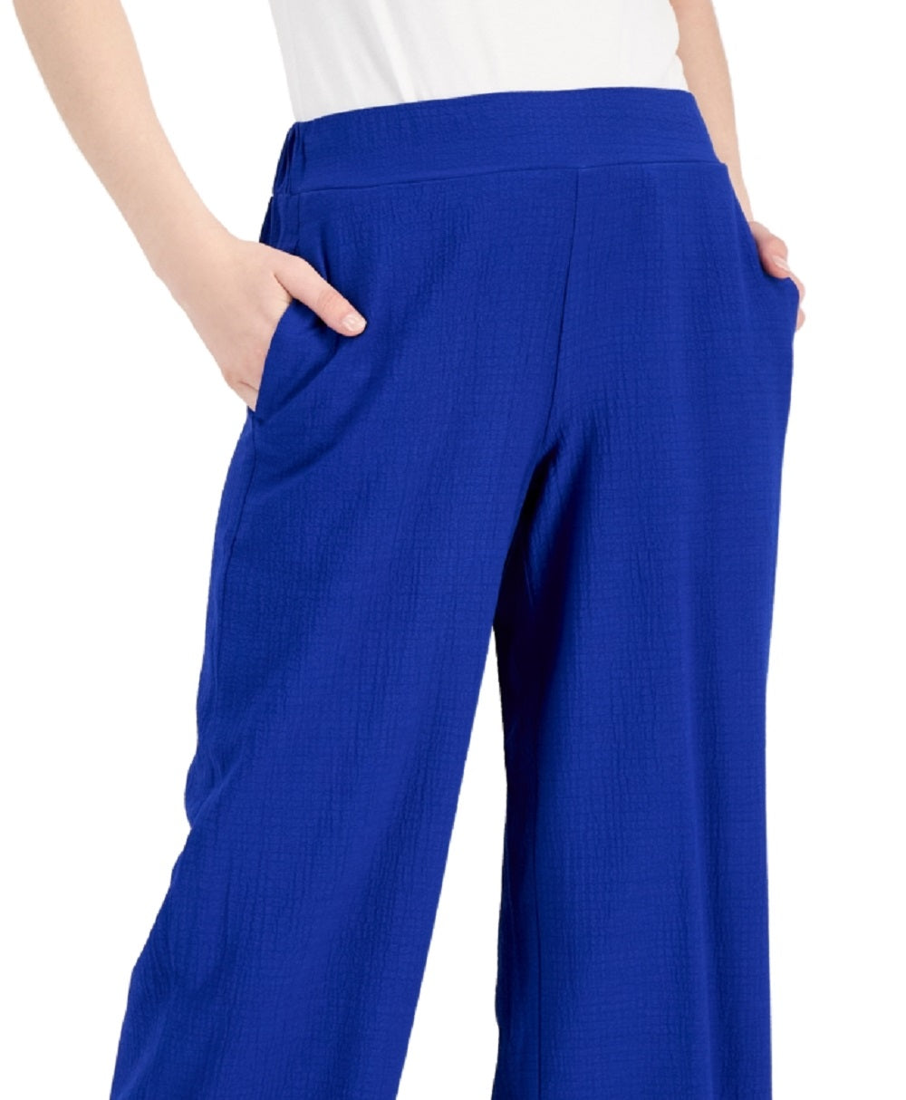 Alfani Women's Crinkle Cropped Pants Blue Size 8