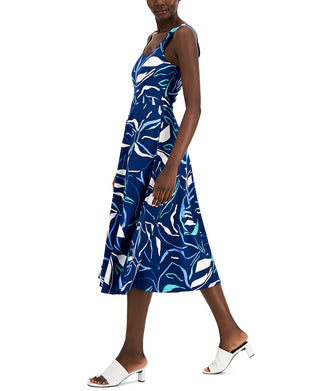 Alfani Women's Printed Midi Tank Dress Blue Size Petite X-Large