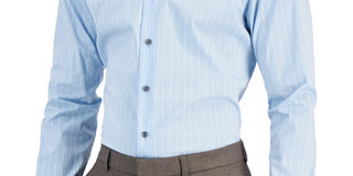 Alfani Men's Slim Fit 2 Way Stretch Stain Resistant Dress Shirt Blue Size 15X32X33