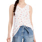 Style & Co Women's Star Print Tank Top Beige Size X-Small