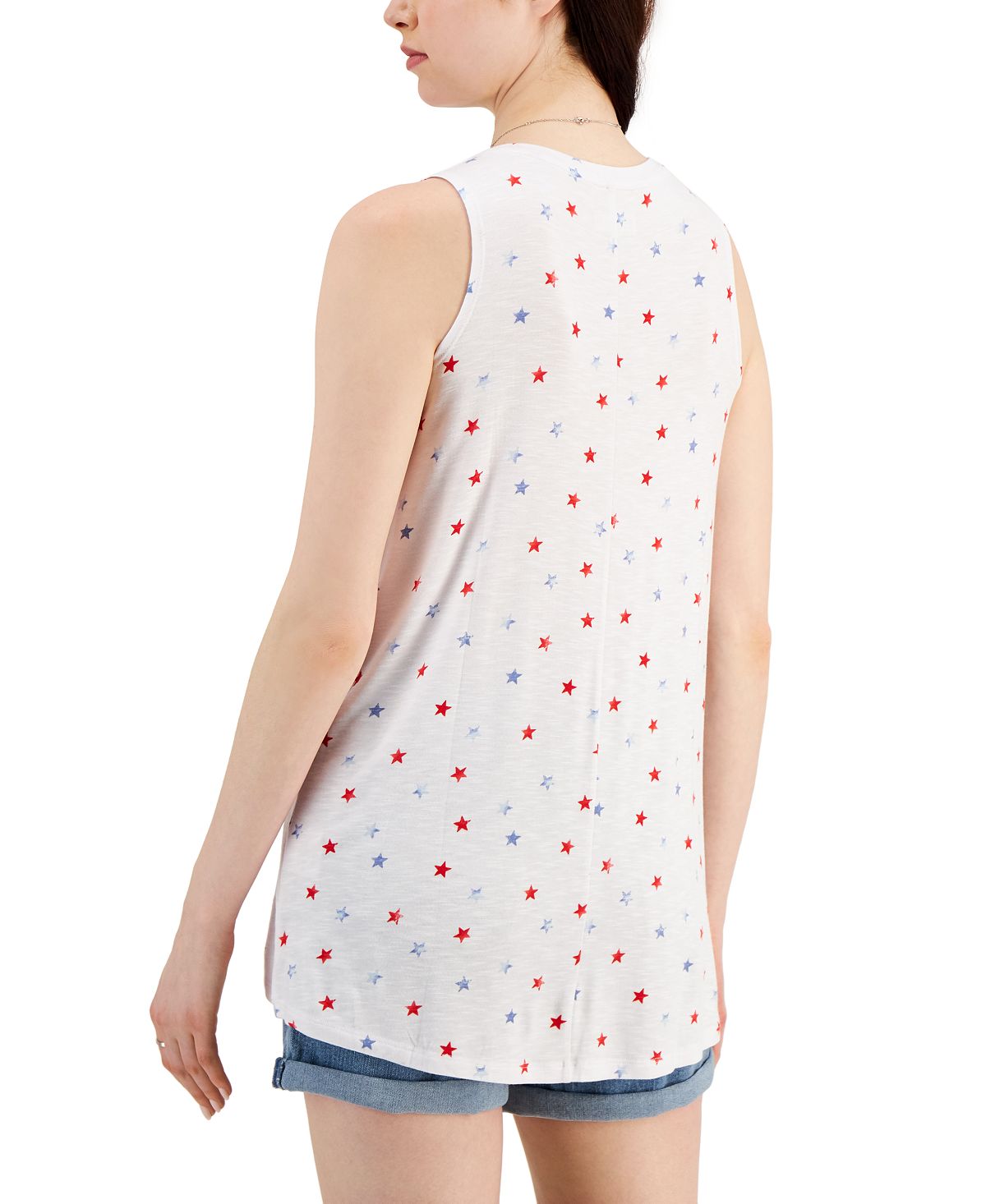 Style & Co Women's Star Print Tank Top Brown Size Large