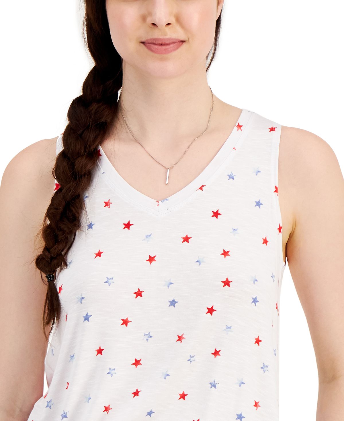Style & Co Women's Star Print Tank Top Brown Size Large