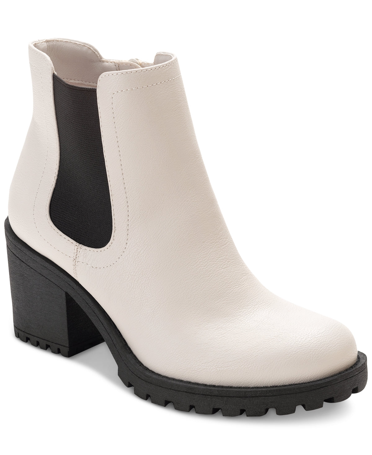 Sun + Stone Women's Morghan Lug Sole Block-Heel Booties White Size 8.5 M