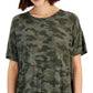Style & Co Women's Printed T-Shirt Green Size Petite X-Large