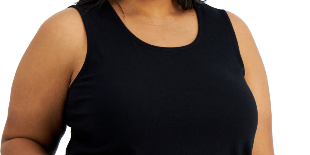 Style & Co Women's Plus Cotton Tank Black Size 1X